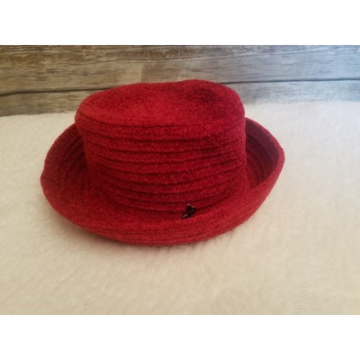 Betmar New York Hat Red Chenille Bucket Cloche Style #627 Roll Brim  One Size   eb-68231792